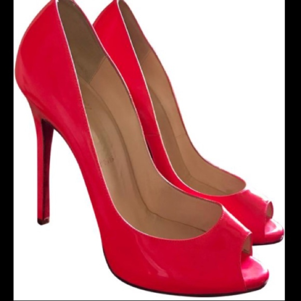🎀Christian Louboutin Pink Patent Fluo 120 Heels🎀